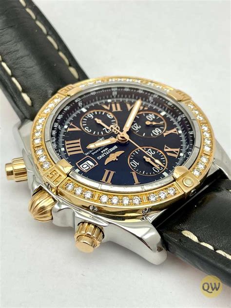 gold diamond breitling chronomat|Breitling Chronomat gold bezel.